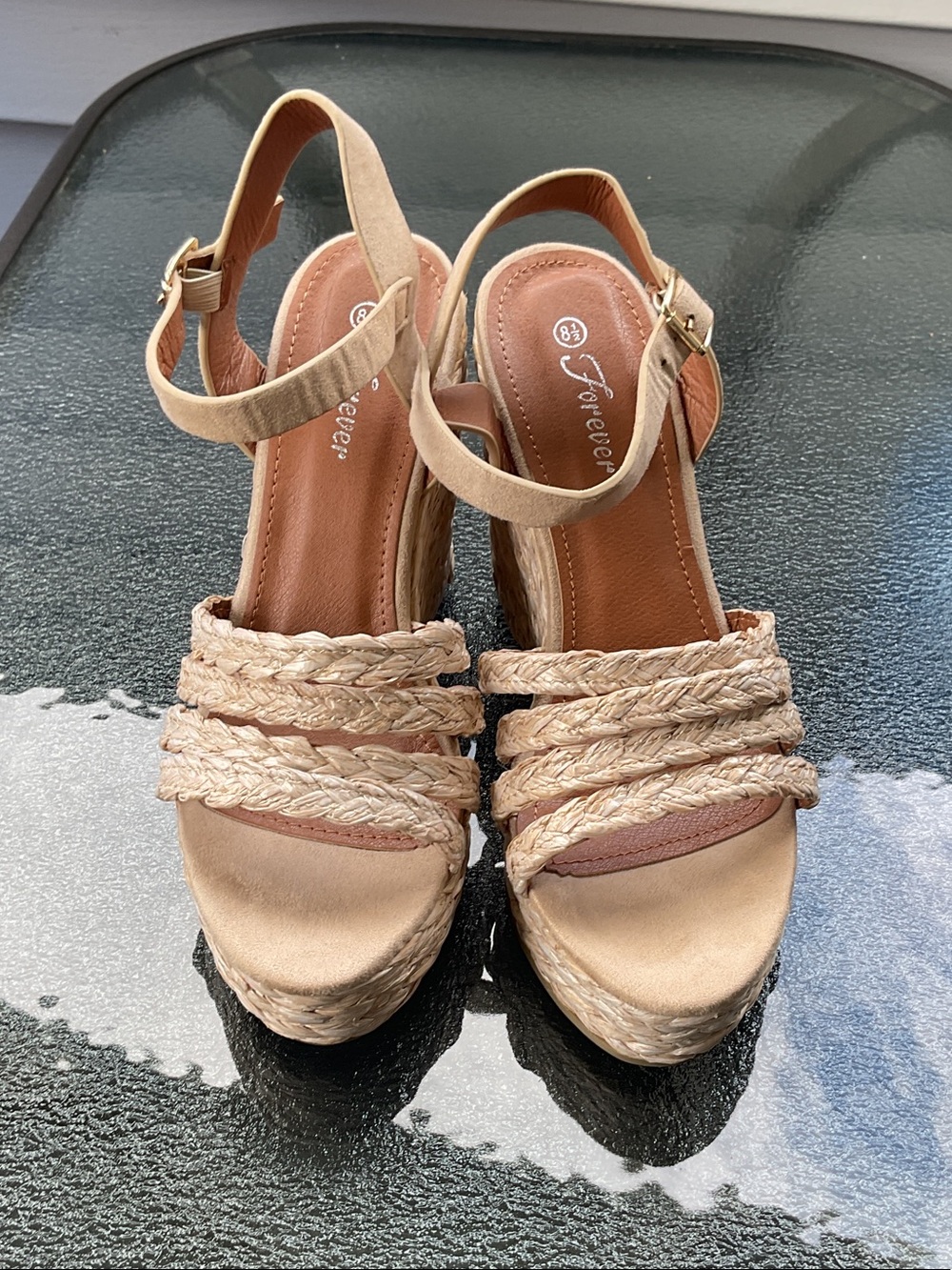 Forever Young Natural Braided Espadrille Wedge Sandals